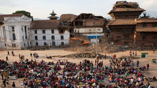 Durbar Square in Kathmandu after the earthquake. BBC Photo